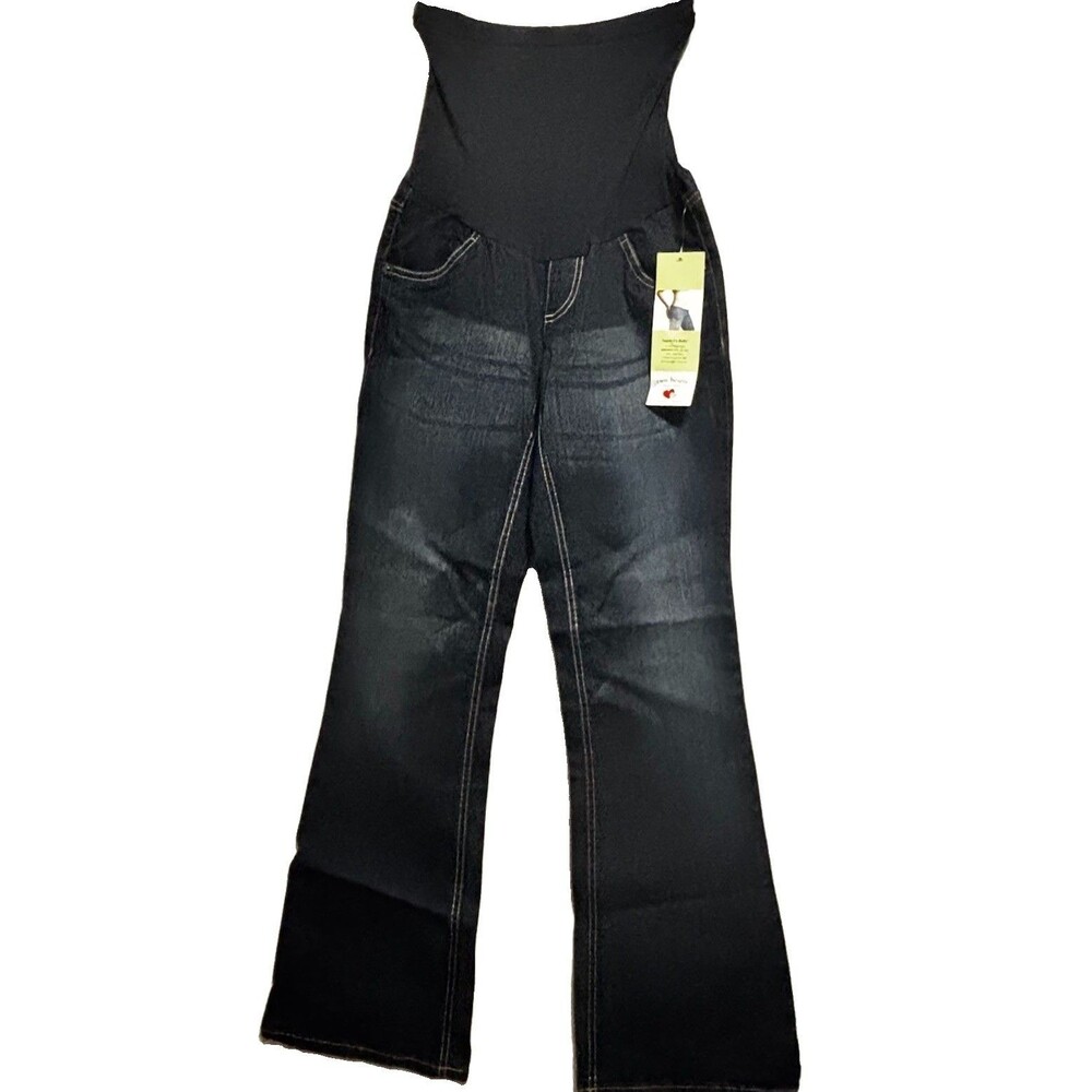 Two Hearts Maternity Bootcut Jean Women Blue Low Rise Dark Wash Size Small NWT
